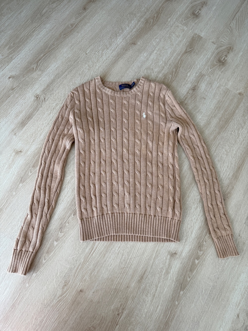 Ralph Lauren Women's Cable-Knit Crew Sweater in Tan